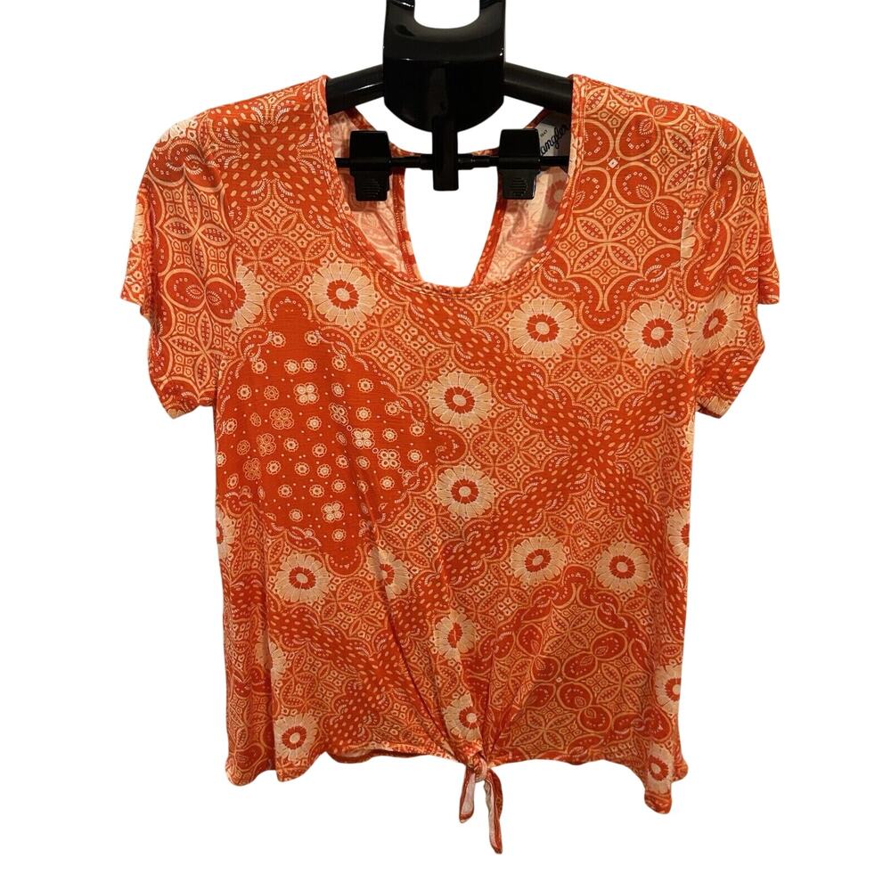NWT Wrangler Orange Short Sleeved Patterned Shirt Women's size M